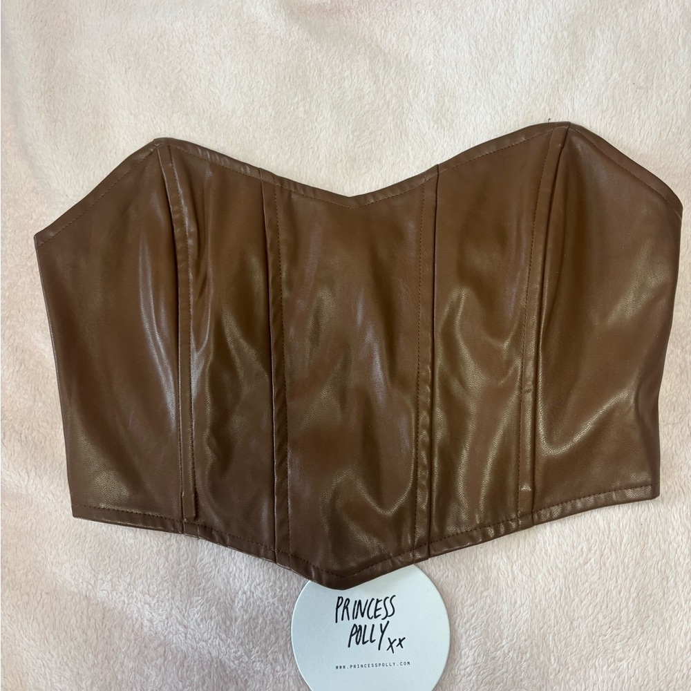 Princess Polly Chocolate Faux Leather Bustier